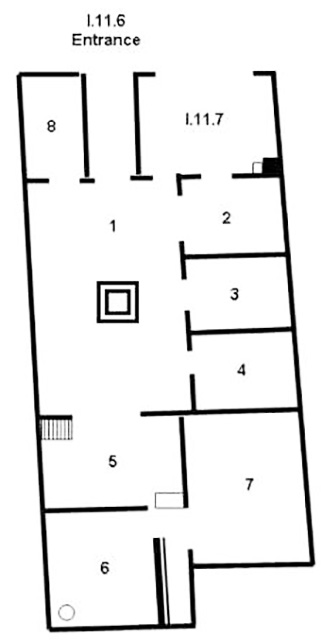 I.11.6 Pompeii. Casa della Venere in Bikini or House of Venus in the Bikini or Domus of Maximus. 
Room Plan